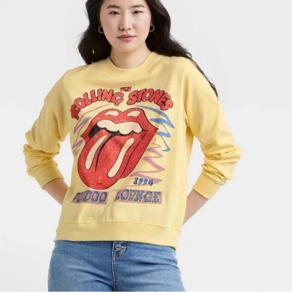 Yellow The Rolling Stones Crewneck Sweatshirt NWOT